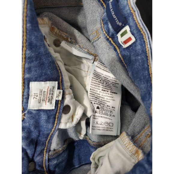 Levis 721 Jeans 26x30 Womens High Rise Skinny Leg Medium Wash Distressed Denim B - Picture 7 of 7